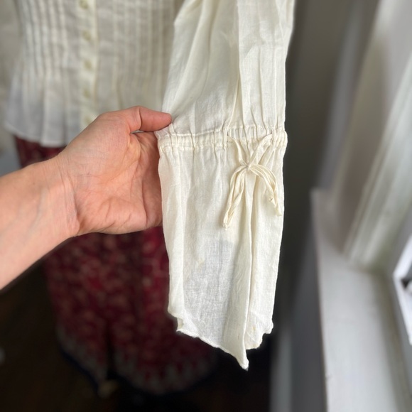 Vintage Late 90s/Y2K DKNY Jeans Cotton Crochet Peasant Blouse - Picture 5 of 15